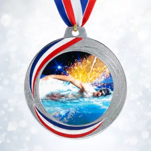 Médaille ronde 70 mm avec drapeau français