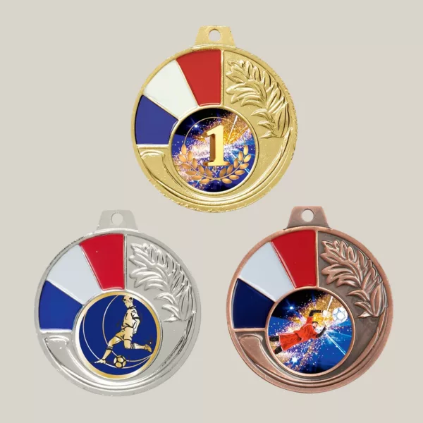 Médaille 50 mm Or, Argent ou Bronze avec drapeau français – Image 2