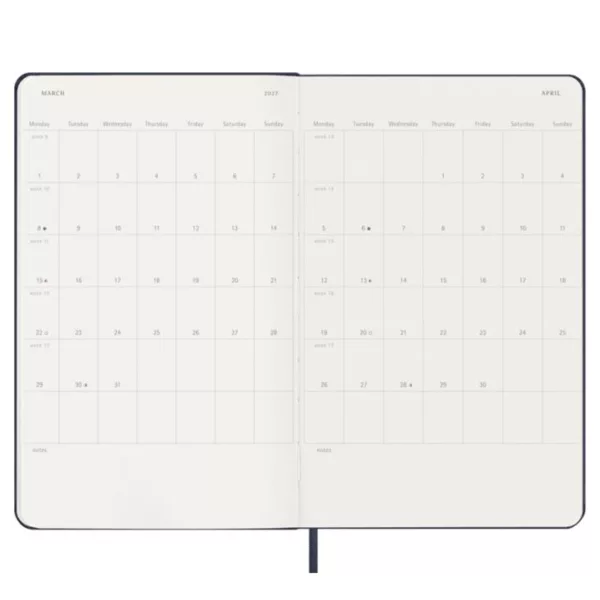 Agenda hebdomadaire Moleskine L 12 mois 2027 – Couverture rigide personnalisable – Image 7