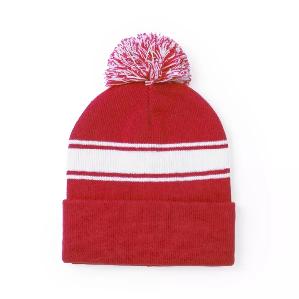 Bonnet à pompon bicolore en acrylique – Doux, chaud et personnalisable – Image 3
